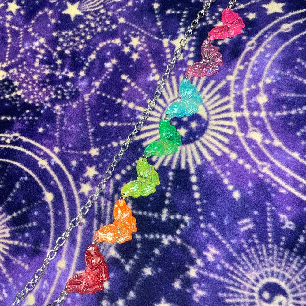 Rainbow Butterfly Chain Belt